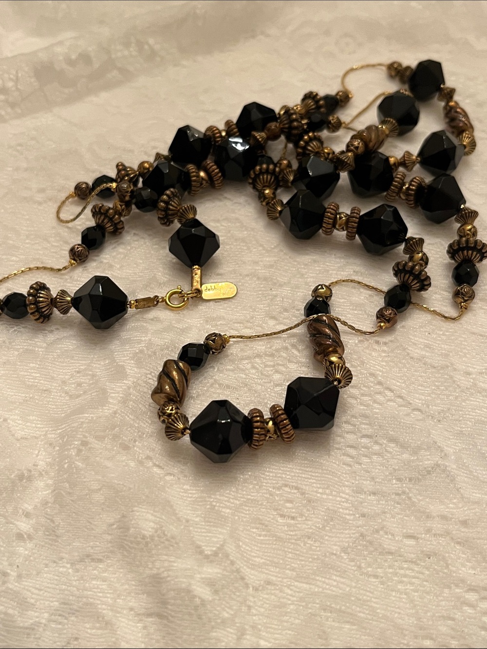 Vintage-Inspired Black and Gold Beaded Necklace - Women's Fashion Jewelry
